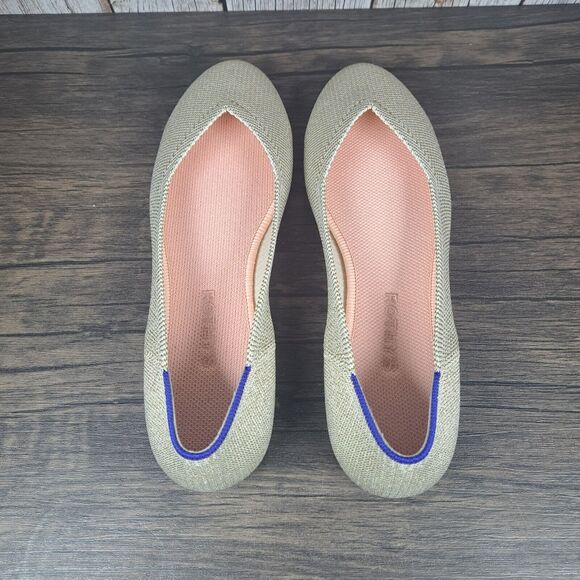 Rothy's Round Toe Light Gold Platinum Metallic Ballet Flats Women's Sz 9.5 (NIB) - Picture 8 of 11